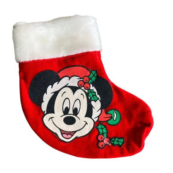 Disney Mickey Mouse Red Christmas Santa Stocking Mini‎ Holiday Accessory - Picture 1 of 8